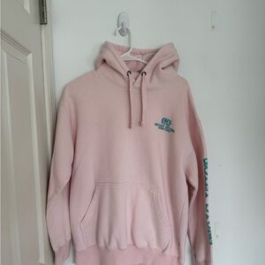 Men’s L Quiet Storm Pink Hoodie with Teal Logo